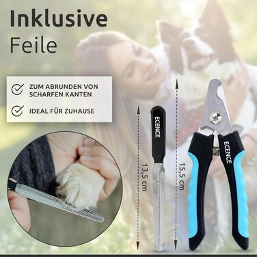 Професійні когтерізки ECENCE для собак та котів з пилочкою - нержавіюча сталь, безпечні та точні