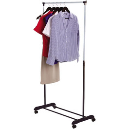 Home Vida Clothes Rack, Single Clothes Rod, Adjustable, (Silver)