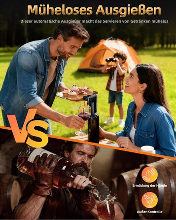 Електричний декантер для вина 5-в-1 з регулюванням дозування, цифровий виливач, автоматичний дозатор вина, чорний | Подарунок