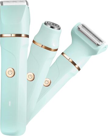 Електричний жіночий тример 3-в-1 для обличчя, ніг, рук, під пахвами та зоною бікіні, водонепроникний, перезаряджається (зелений)