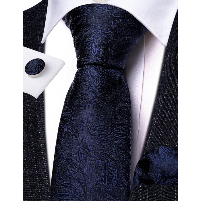 Набір краваток Barry.Wang: шовкова краватка з квітковим візерунком Paisley, нагрудна хустинка, запонки та краваткова застібка. Червоно-білий, для свят та вечірок.