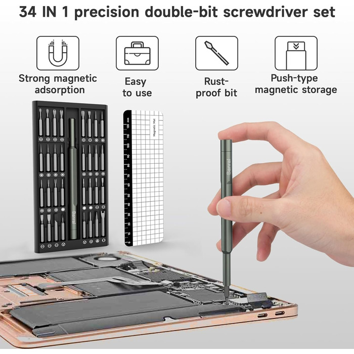 3.7V Міні Електричний Набір Викруток з Магнітом (34 в 1) для Ремонту Техніки та Оптики