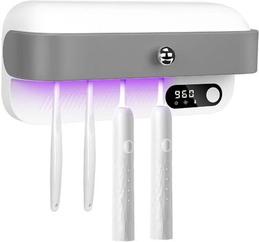 Bestcool Toothbrush Holder Wall Mount, UV Toothbrush Sterilizer with 4 Brush Slots, UVC Sterilization & Drying Electric Toothbrush Holder for Baby & Family, Bathroom Organizer