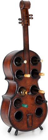Stradivino Wine Rack for 10 Bottles - Wooden Wine Stand with Vintage Look - Handmade Cello Bottle Rack - Bottle Stand 135 cm High - Retro Wine Bottle Holder