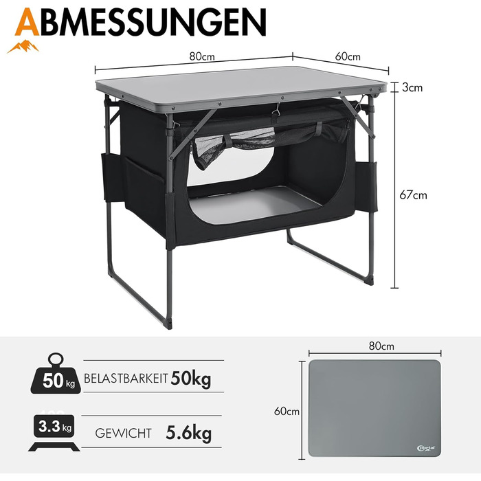 Складний кемпінговий стіл Portal зі зберіганням, портативний міні-стіл для пікніка, саду, балкону