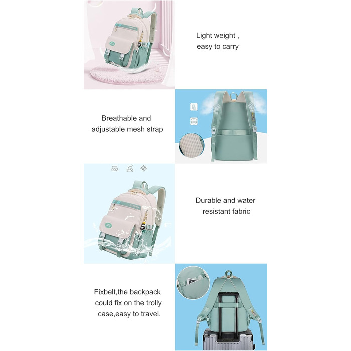 Сумка для книг SellerFun для підлітків, дівчаток, на школу, роботу, подорожі та спорт, 27 літрів