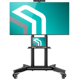 ONKRON Mobile TV Stand for 32-75 inch Flat & Curved TVs - Rolling TV Cart with Adjustable Height, VESA 600x400, 60kg Capacity