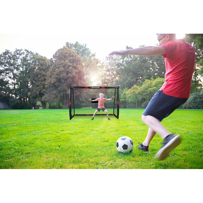 Dunlop Football Goal - Metal Soccer Goal Post - Training Accessory for All Ages - Easy Assembly - 180x120x60cm, 240x160x85cm, 120x300x200cm - Black/Red