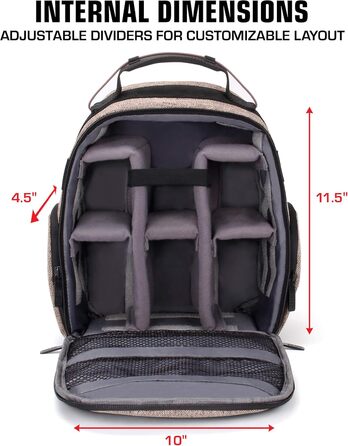 Рюкзак для камери USA Gear DSLR з водонепроникним дном та зручною спинкою (колір: коричневий)