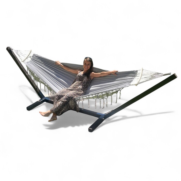 Гамак з стійкою Comfort Zone, коричневий, навантаження до 200 кг, 330 x 150 см
