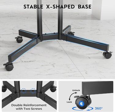 Підставка для телевізора BONTEC Mobiler TV-Wagen: регульована висота, VESA 600x400, до 55 кг, з полицею для ноутбука та кабельною організацією