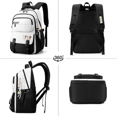 Шкільний рюкзак JANSBEN: водонепроникний, для підлітків, з відділенням для ноутбука, 30L, нейлон, коричневий