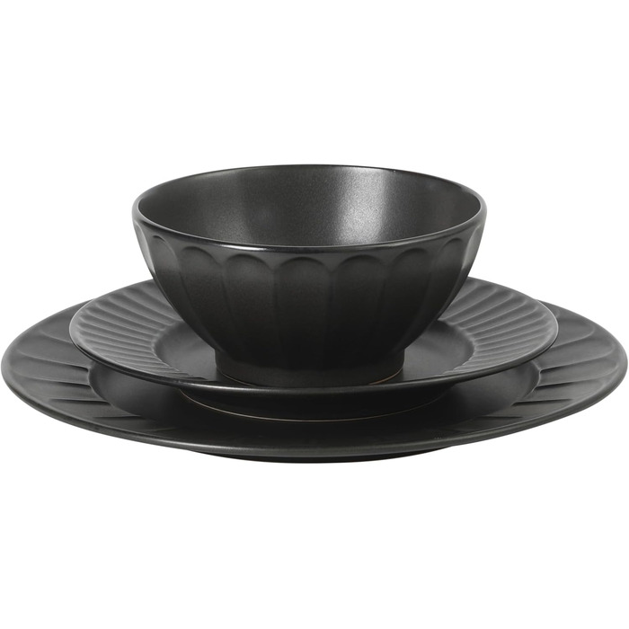 Сервіз столовий 16-частинний Gibson Elite Northrock Steingut для 4 осіб (12 предметів) - білий з ручним розписом, основа з теракоти