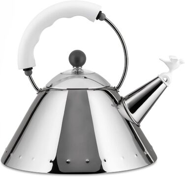 Alessi 9093 W Water Kettle, Stainless Steel, White, 4 x 25 x 4.5 cm, Units, 1.0 White Stainless Steel