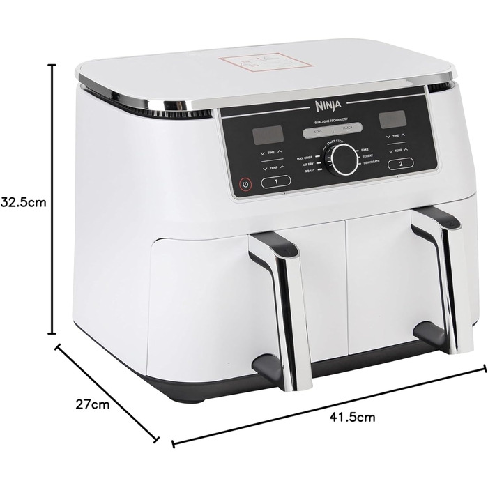 Ninja Foodi MAX Dual Zone AF400EUWH - Фритюрниця з двома зонами, біла