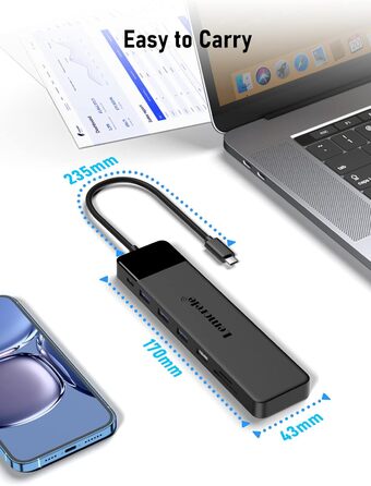 Lemorele USB-C хаб 14-в-1: док-станція з 3 портами дисплея (2 HDMI 4K + VGA), 5 USB-портів (3x USB 3.0), 100W PD, SD/TF кардрідер, аудіо, сумісна з MacBook, Dell, Windows