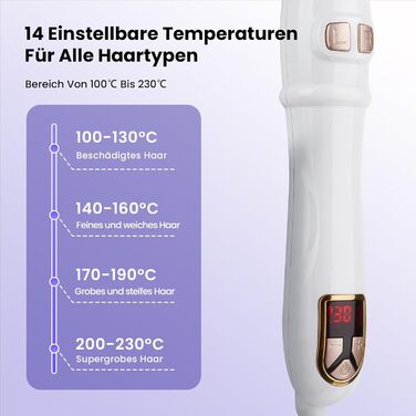 Автоматичний плойка для волосся SOWINK 32mm з LCD дисплеєм, 14 температурних режимів, 100-230°C, для створення природних локонів