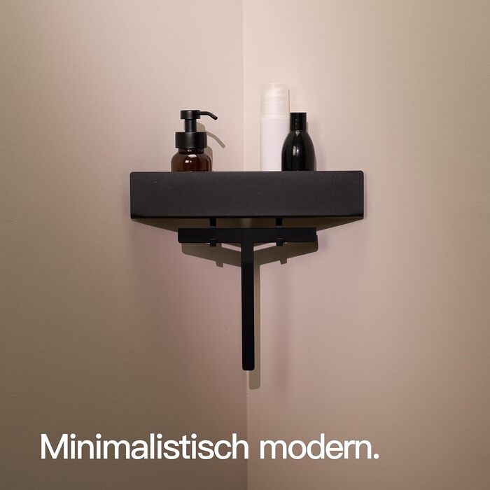 Designfabrik Hamburg: Shower Shelf without Drilling | Corner Shelf Bathroom | Shower Shelf without Drilling | Adhesive Shelf Bathroom | Self-Adhesive Shower Basket | Bathroom Accessories | Shower Shelf Corner Black