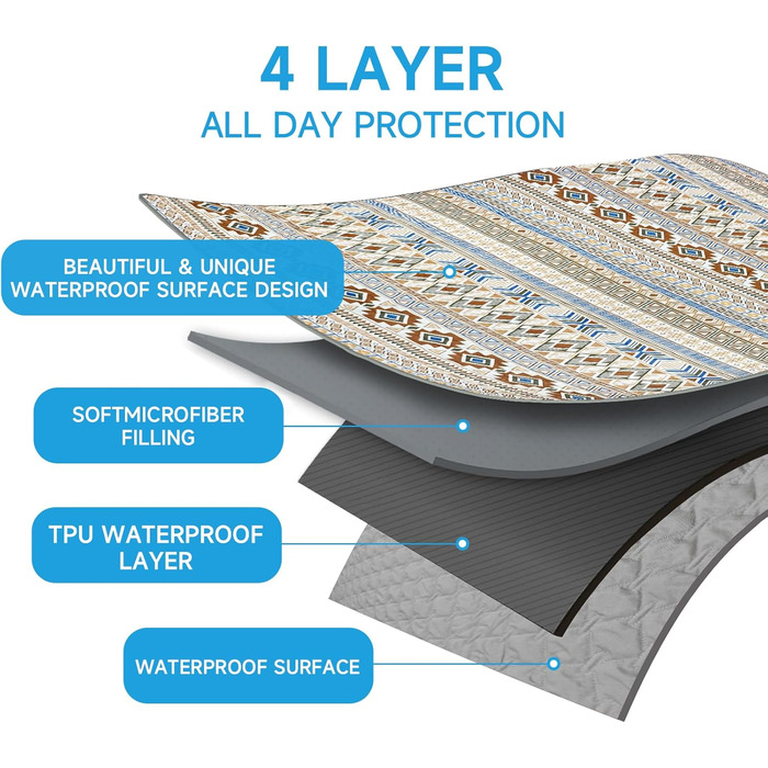 Двостороння водонепроникна ковдра для собак, чохол на ліжко для собак у стилі бохо, ковдра для домашніх тварин, захист дивану/крісла для цуценят, котів, дітей, пральна машина, зворотна сторона (Бежевий медальйон, 178 x 76 см)