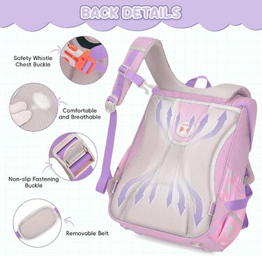 Шкільний рюкзак для хлопчика 1-4 клас. Ергономічний, з нагрудним ременем, 2025. Дитячий рюкзак для школи 6-10 років. Зйомний ремінь та світловідбиваючі елементи (Рожевий)
