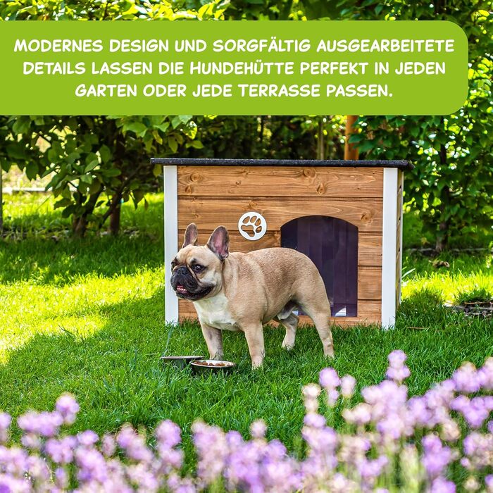 Будка для собак середнього розміру Outentin - тепла, ізольована, для вулиці, сіра, 76x60x60 см