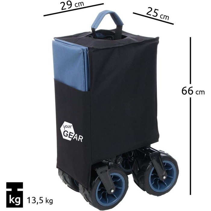 Універсальний складаний візок yourGEAR Bollerwagen XXL 195л - міцний транспортний візок для пляжу, кемпінгу, 80 кг, колеса 10см