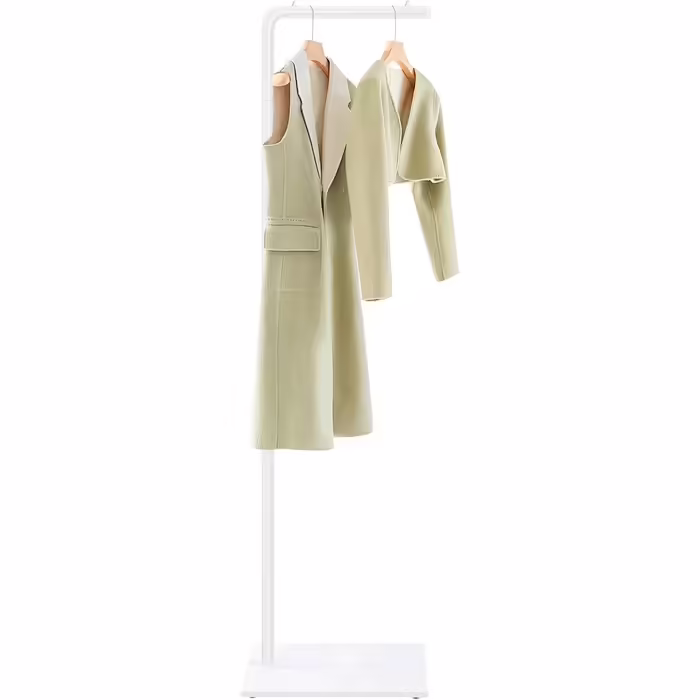 Metal Clothes Rack, White Coat Rack, Coat Rack with Slate Shelf, Suitable for Clothes, Hats, Bags, Living Room, Bedroom, Office, 178CM high