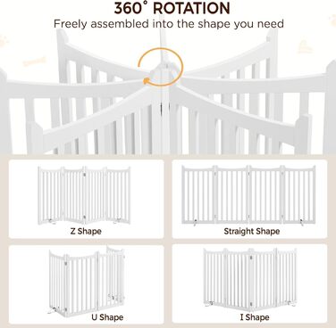 Захисне ґратка для собак Yaheetech, 90.5 x 201.5 см, білий, 4 панелі