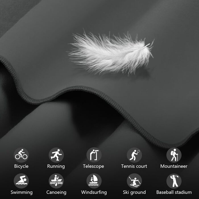 Рушник мікрофібра Flintronic, 200x100 см. Великий пляжний рушник, швидковисихаючий. Ідеально для спорту, подорожей, пляжу, сауни. Темно-сірий.