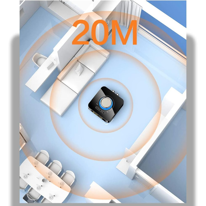 Bluetooth 5.0 Аудіоприймач: Stereo Receiver з LED дисплеєм, Aux/RCA виходи для TV, колонки, комп'ютер