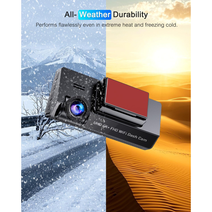 Відеореєстратор у машину 4K Dual Dashcam з CPL фільтром, 360°, WiFi, IPS, Нічне бачення, G-сенсор, Паркувальний режим, 64GB SD карта