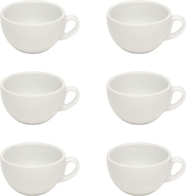 6er XL Cappuccino Cups Set - White, 280 ml, Porcelain, Thick-Walled, Dishwasher-Safe, Italian Design - 6-Piece Coffee Cup Set
