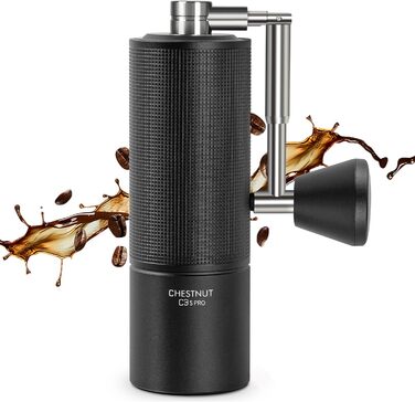 Ручна кавомолка TIMEMORE Chestnut C3s PRO з нержавіючої сталі, для еспресо та френч-прес, чорна