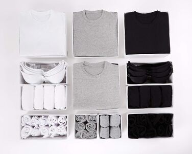 Large Drawer Organization System 12-Piece Set of White Boxes Storage Organizer Drawer Cabinet Organizer Storage Box Closet Organizer (White/Opulent Garden, 4=28x28x10cm, 6=28x14x10cm, 2=14x14x10cm)