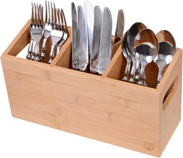 GRÄWE Bamboo Cutlery Holder with 3 Compartments
