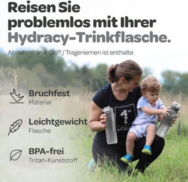 Пляшка для води Hydracy з соломинкою та міткою часу 2л - Сріблясто-сіра - BPA-free, спортивна, герметична, без конденсату