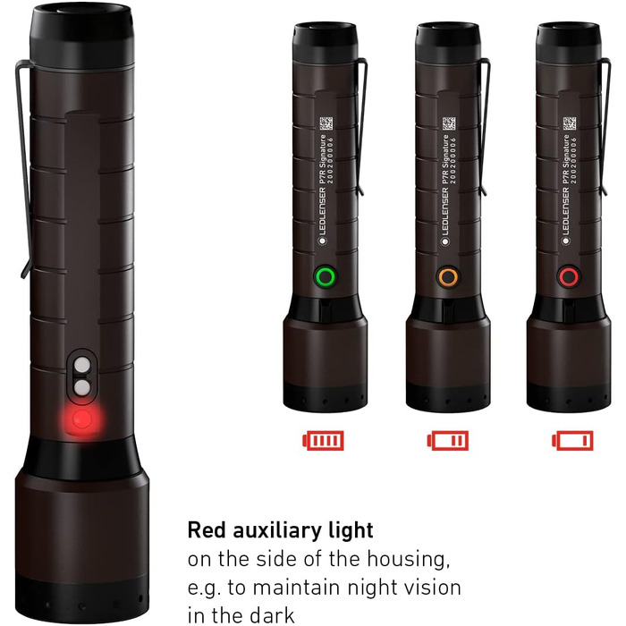 Ліхтарик Ledlenser P7R Signature LED з червоним світлом, акумуляторний, водонепроникний IP68, 2000 люмен, фокусування, дальність 330 м, з чохлом та зарядною станцією