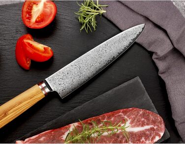 Японський кухонний ніж YOUSUNLONG Pro Gyuto 255mm з дамаської сталі з оливкового дерева - ніж шеф-кухаря