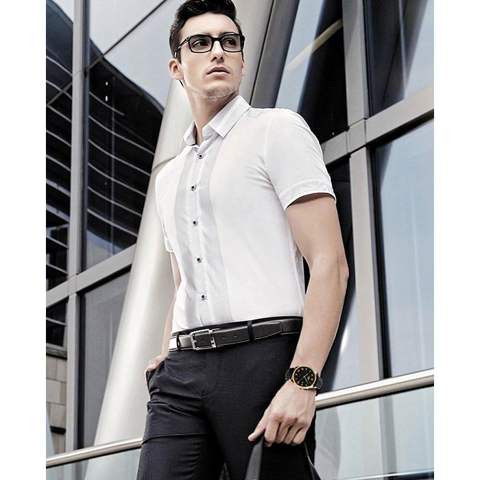 Чоловічий годинник SKMEI з римськими цифрами та шкіряним ремінцем, аналоговий кварц (чорний/золотий)