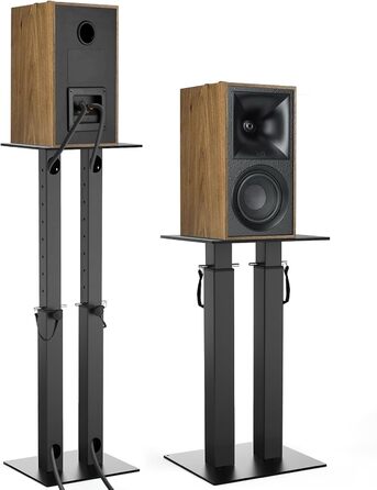 Регульовані підставки для колонок з кабельний-менеджментом, комплект 2 шт, стійки для підлогових динаміків з протиковзаючими килимками EVA, навантаження до 10 кг, 26 x 22 x (42-74.5) см