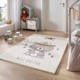 Taracarpet Rug for Children's Room, Kids' Rug and Teen Room Rug, Soft, Cozy, and Soft in Various Designs, Wild and Free Bear, 160x230 cm