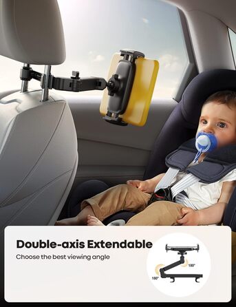 Тримач для планшету Lamicall у машину - універсальний, для iPad, Switch, Samsung Tab, смартфонів (4.7-11 дюймів), чорний