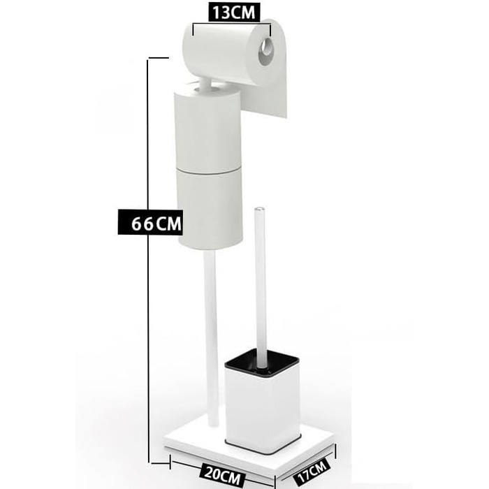 Тримач туалетного паперу з щіткою для унітазу YUET, гальванічне покриття, нержавіюча сталь, стоячий, білий