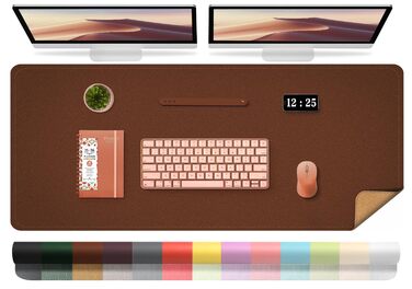 Підкладка на стіл шкіряна велика двостороння водонепроникна Robbenbraun 120x60 см для письма та малювання коричнева