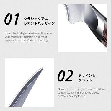 Ніж для філетування риби HOSHANHO 18 см, професійний ніж для риби та виймання кісток, ніж для філетування риби з надзвичайно гострим лезом та ергономічною ручкою з паккавуда, 18 см, срібний