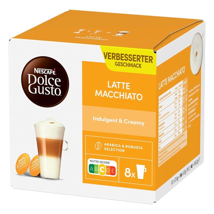 Кавові капсули Nescafé Dolce Gusto Latte Macchiato, середній обсмал, набір 3х15 порцій (45 капсул), 550 г