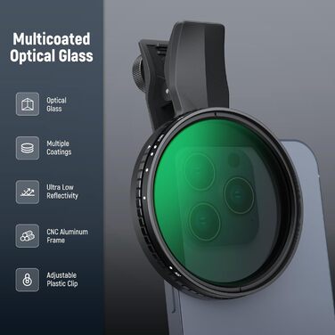 NEEWER Фільтр CPL 67mm для смартфонів та об'єктивів, циркулярний поляризаційний фільтр, сумісний з iPhone, Samsung Galaxy S25 Ultra, Google Pixel, Huawei, Xiaomi