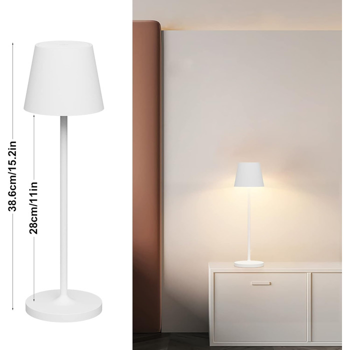 LED акумуляторна настільна лампа Klighten 2 шт., диммування, для дому та вулиці, USB-зарядка, 3000K, IP54, алюміній