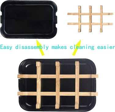 Сучасний тримач для мила та мильниця з бамбукової фібри, чорний, 13x7,6x2,5 см, для кухні, ванної кімнати та барної мийки