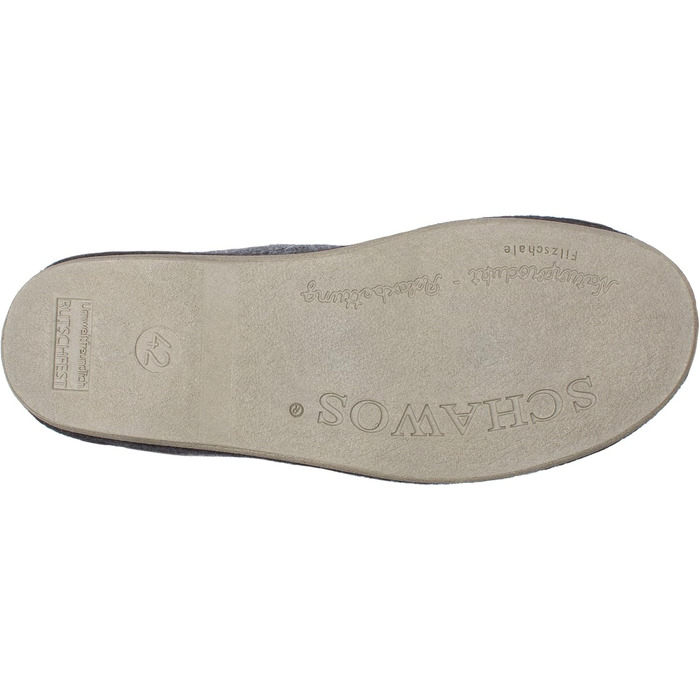 Чоловічі фетрові домашні тапочки Schawos 6064, теплі, з вовняним утеплювачем, неслизькі, на липучці, 41 EU, темно-сірі